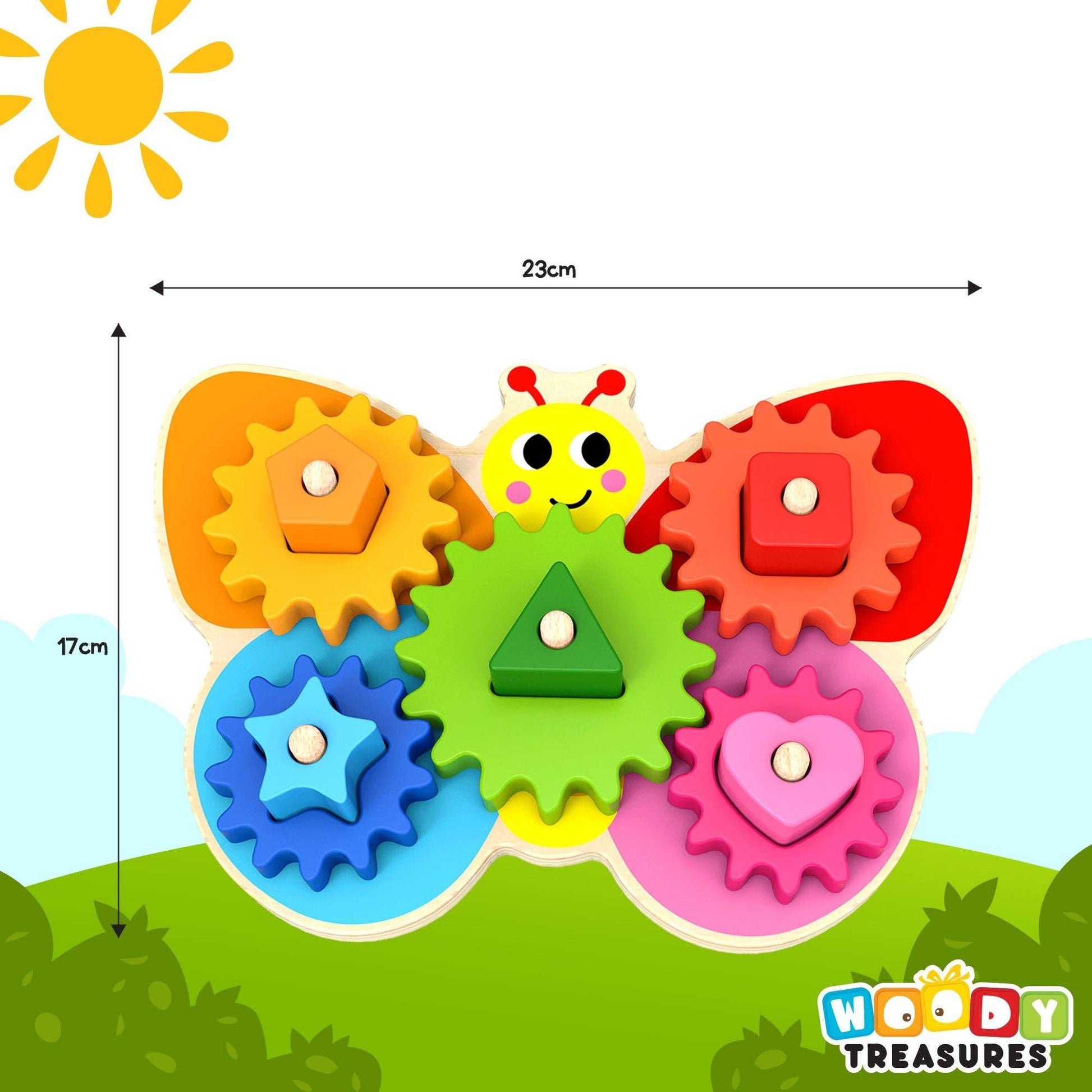 Butterfly Gear Game Wooden Toy for Toddlers - Woody Treasures - Imagination Wooden Toys