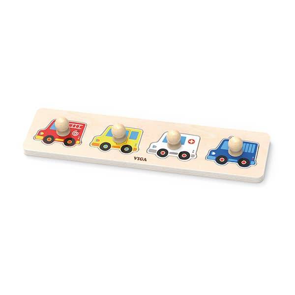Wooden Toy Flat Peg Puzzle - Emergency Vehicles / Transport - Imagination Wooden Toys