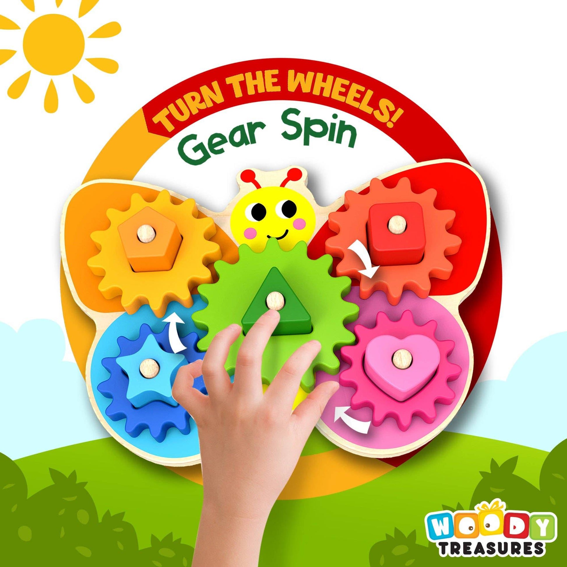 Butterfly Gear Game Wooden Toy for Toddlers - Woody Treasures - Imagination Wooden Toys