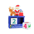 Wooden Christmas Countdown Blocks - Festive Advent Calendar featuring Santa, reindeer, and colorful number cubes for tracking days until Christmas.