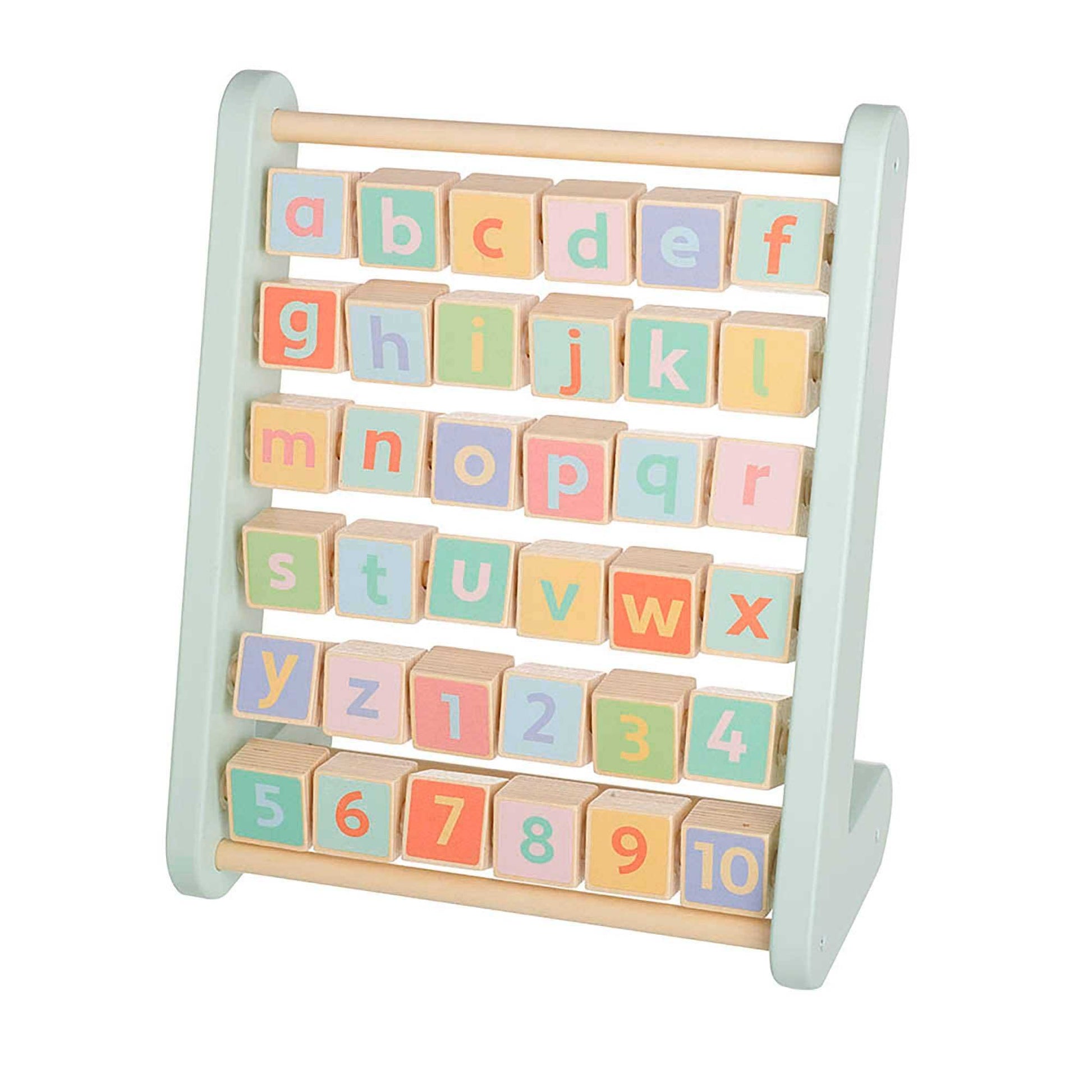 Farm Animal Alphabet Abacus - Wooden Learning Toy with colorful ABC blocks and numbers for interactive toddler education.