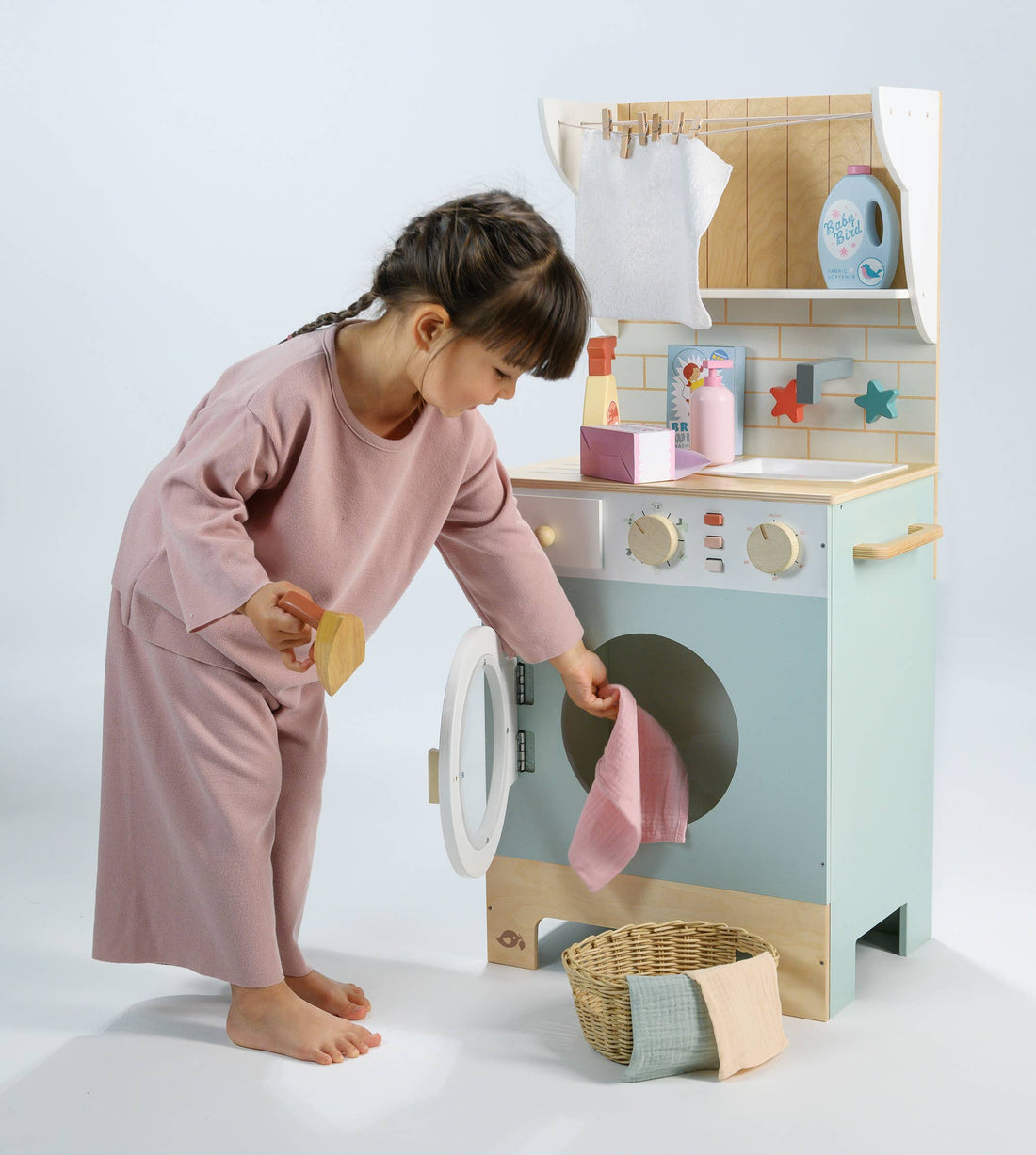 Tender Leaf Wooden Laundrette, Laundry Station, Washing Machine Play Set