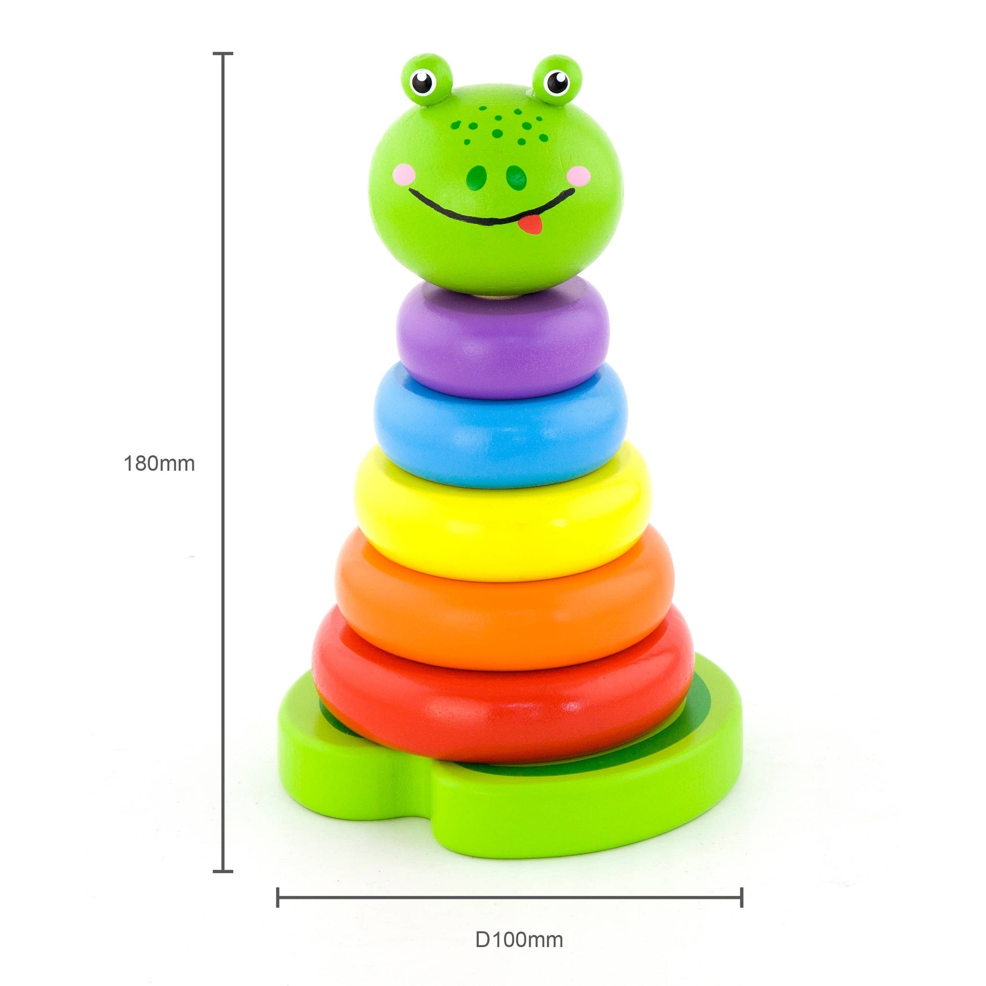 Colourful Wooden Toy Ring Tower Frog Stacker - Imagination Wooden Toys