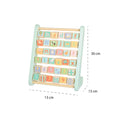 Dimensions of Farm Animal Alphabet Abacus shown as 30 cm tall and 13 cm wide, perfect size for toddler learning activities.