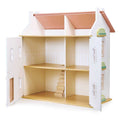 Mentari Clover Dolls House: Wooden Dolls House 2 Storey Playhouse with attic, removable roof, and opening windows. Ideal for ages 3+.